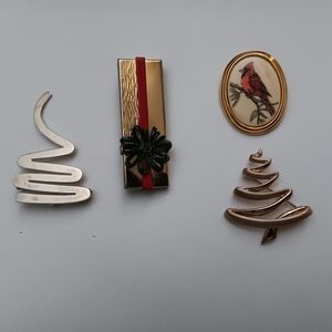 Four Vintage Christmas Pin / Brooch